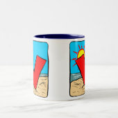 Beach Wedding Ideeën als Letter V Tweekleurige Koffiemok (Center)