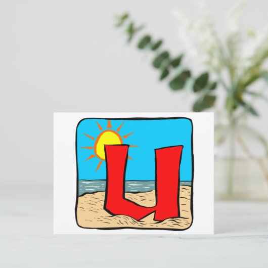 Beach Wedding Ideeën Letter U Briefkaart (Staand voorkant)