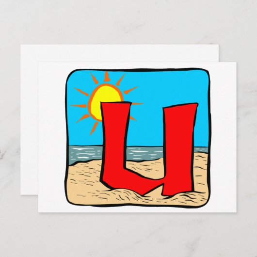 Beach Wedding Ideeën Letter U Briefkaart (Voorkant / Achterkant)