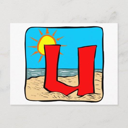 Beach Wedding Ideeën Letter U Briefkaart (Voorkant)