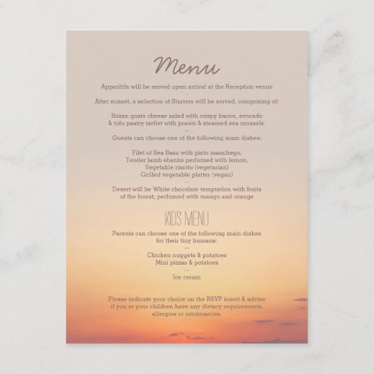 Beach Wedding Insert "our big day" Informatiekaartje (Achterkant)