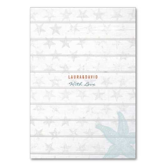 Beach Wedding | Instellingen voor tabelnaam | Tabl Kaart (Achterkant)