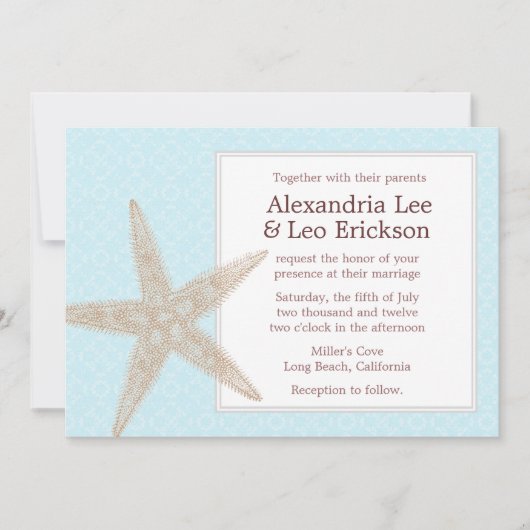Beach Wedding Invitation - aqua floral Kaart (Voorkant)