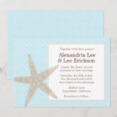Beach Wedding Invitation - aqua floral Kaart (Voorkant / Achterkant)