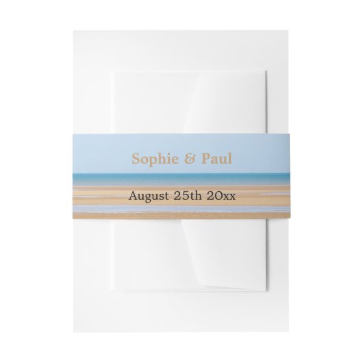 Beach Wedding Invitation Belly Band Uitnodigingen Wikkel (Voorkant Voorbeeld)