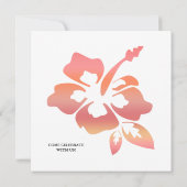 Beach Wedding Invitation Hibiscus Coral Sinaasappe Kaart (Achterkant)