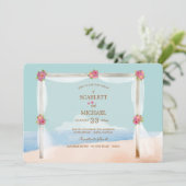 Beach Wedding Invitation Kaart (Staand voorkant)