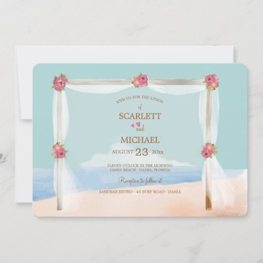Beach Wedding Invitation Kaart (Voorkant)