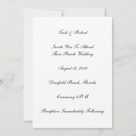 Beach Wedding Invitation Kaart (Achterkant)