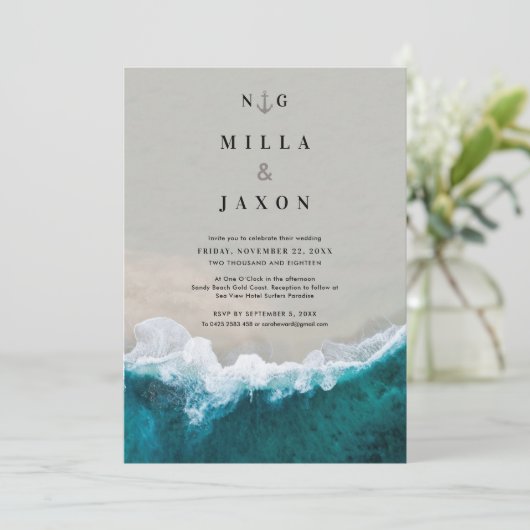 Beach Wedding Invitation Kaart (Staand voorkant)