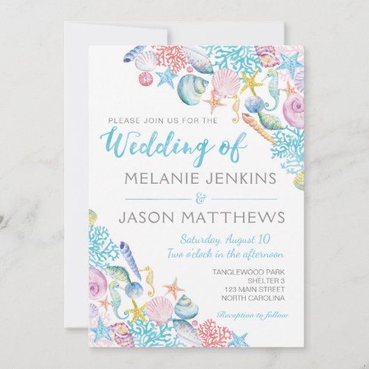 Beach Wedding Invitation Kaart (Voorkant)