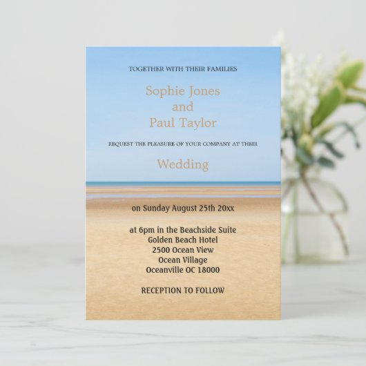 Beach Wedding Invitation Kaart (Staand voorkant)