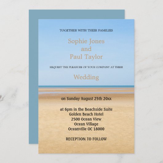 Beach Wedding Invitation Kaart (Voorkant / Achterkant)