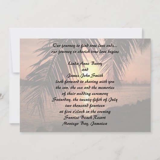 Beach Wedding Invitation Kaart (Voorkant)