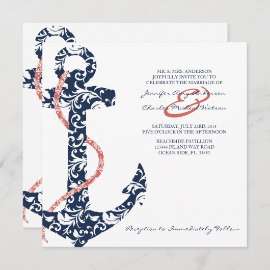 Beach Wedding Invitation Kaart (Voorkant / Achterkant)