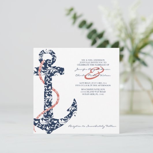 Beach Wedding Invitation Kaart (Staand voorkant)