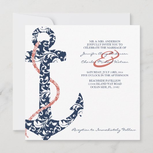 Beach Wedding Invitation Kaart (Voorkant)