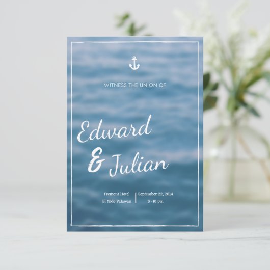 Beach Wedding Invitation Kaart (Staand voorkant)