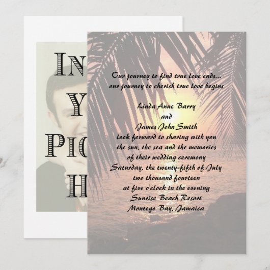 Beach Wedding Invitation Kaart (Voorkant / Achterkant)