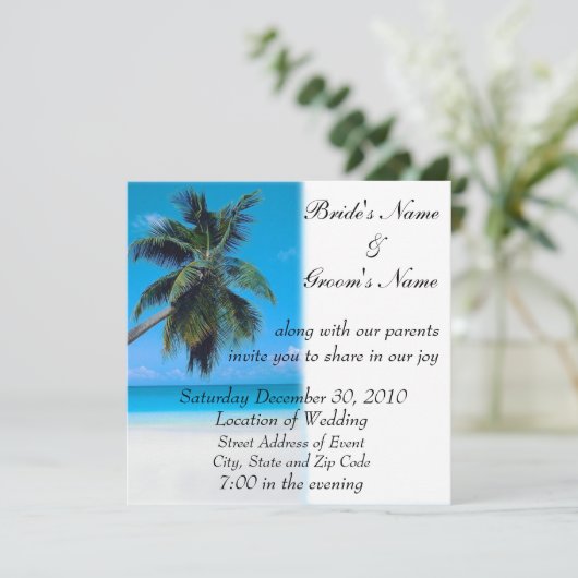 Beach Wedding Invitation Kaart (Staand voorkant)
