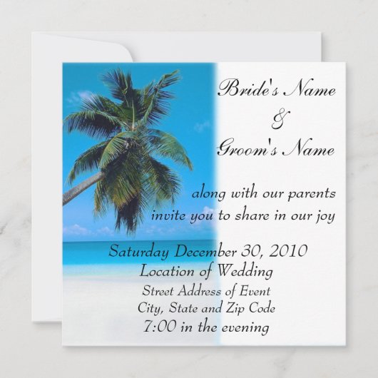 Beach Wedding Invitation Kaart (Voorkant)