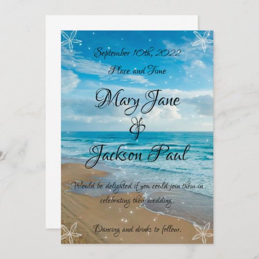 Beach Wedding Invitation Kaart (Voorkant / Achterkant)