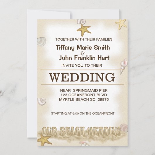 Beach Wedding Invitation Kaart (Voorkant)