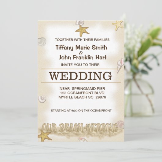 Beach Wedding Invitation Kaart (Staand voorkant)