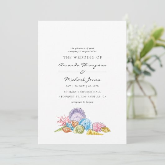 Beach Wedding Invitation Kaart (Staand voorkant)