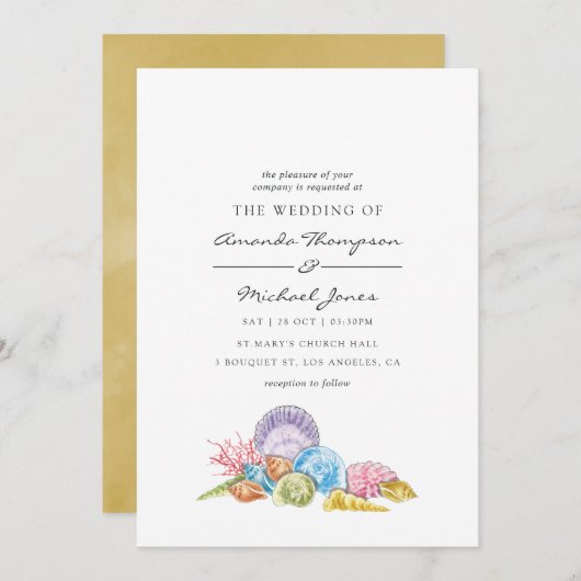 Beach Wedding Invitation Kaart (Voorkant / Achterkant)