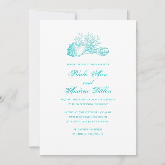 Beach Wedding Invitation Kaart (Voorkant)
