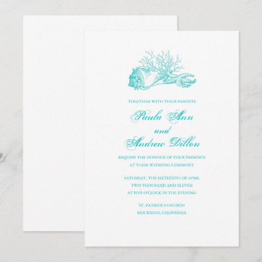 Beach Wedding Invitation Kaart (Voorkant / Achterkant)
