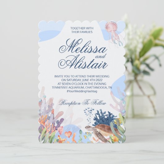 Beach Wedding Invitation Kaart (Staand voorkant)