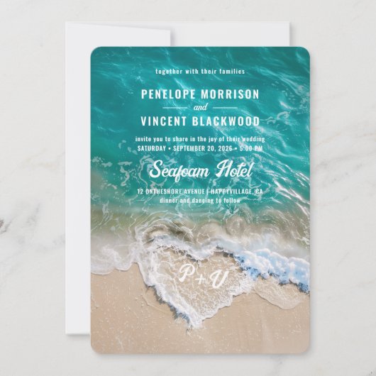 Beach Wedding Invitation Kaart (Voorkant)