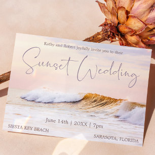 BEACH WEDDING INVITATION KAART   OCEAN WAVES SUNSE