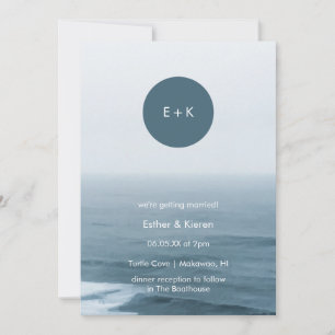 Beach Wedding Invitation   Minimalistisch monogram Kaart