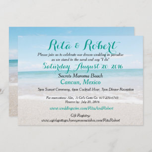 Beach Wedding Invitation - Ocean I Art on Back Kaart