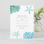 Beach Wedding Invitation, Ocean Starfish Kaart (Staand voorkant)