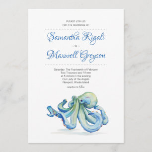 Beach Wedding Invitation, Octopus Kaart