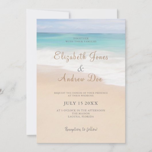 Beach Wedding Invitation Seaside/Oceanside Wedding Kaart (Voorkant)