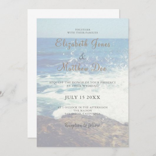 Beach Wedding Invitation Seaside/Oceanside Wedding Kaart (Voorkant / Achterkant)
