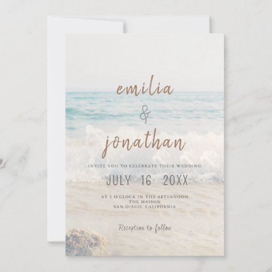 Beach Wedding Invitation Seaside/Oceanside Wedding Kaart (Voorkant)