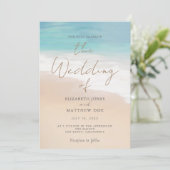 Beach Wedding Invitation Seaside/Oceanside Wedding Kaart (Staand voorkant)
