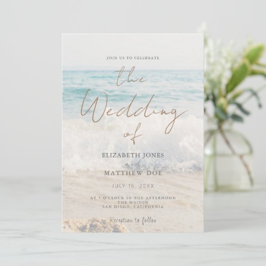 Beach Wedding Invitation Seaside/Oceanside Wedding Kaart (Staand voorkant)