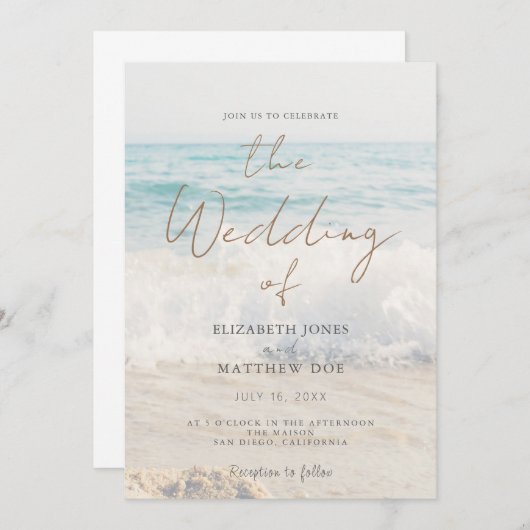 Beach Wedding Invitation Seaside/Oceanside Wedding Kaart (Voorkant / Achterkant)