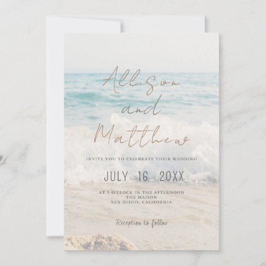 Beach Wedding Invitation Seaside/Oceanside Wedding Kaart (Voorkant)
