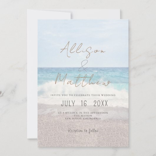 Beach Wedding Invitation Seaside/Oceanside Wedding Kaart (Voorkant)