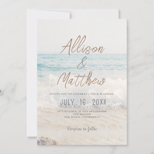 Beach Wedding Invitation Seaside/Oceanside Wedding Kaart (Voorkant)