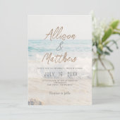 Beach Wedding Invitation Seaside/Oceanside Wedding Kaart (Staand voorkant)