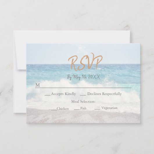 Beach Wedding Invitation Seaside/Oceanside Wedding RSVP Kaartje (Voorkant)